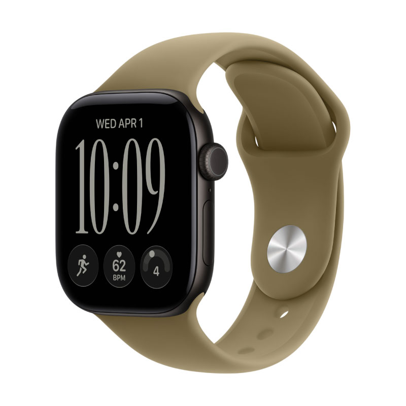 Apple Watch Series 12, 42 mm, Black Aluminum Olive Sport Band M/L